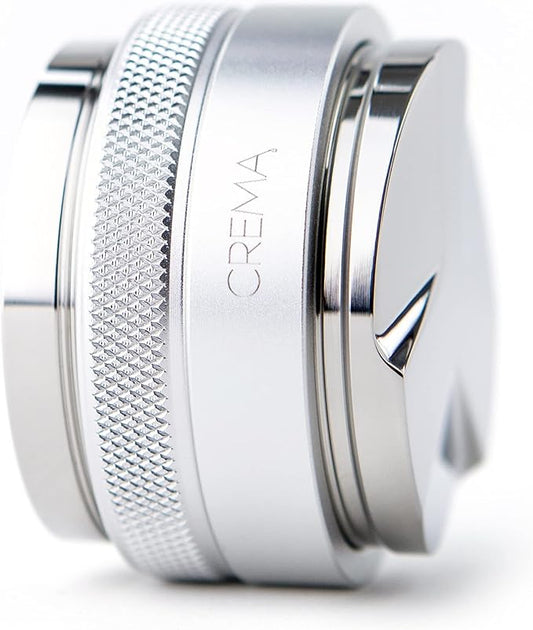 CREMA Coffee Products 59mm Hand Tamper & Coffee Distributor | Compatible with Flair Pro and Pro 2 Portafilter | Double-Sided, Adjustable Depth Tool | Made with Durable 304 Stainless Steel | Silver