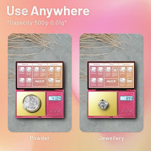 Digital Pocket Scale, 500g by 0.01g, Precision Gram Scale with Tare Scale Feature, 6 Units, Small Ounce Scale for Jewelry, Powder, Coins, Herb, Mini Scale with Battery