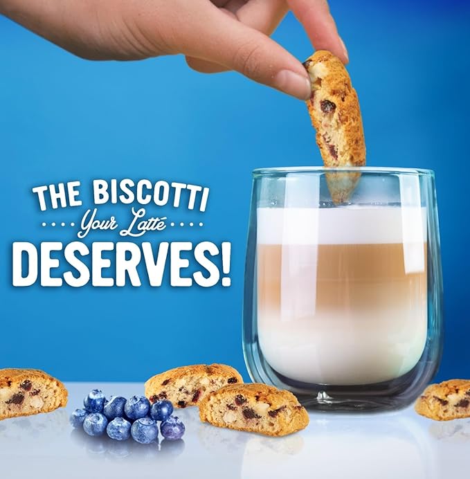 Cooper Street Twice-Baked Blueberry Lemon Biscotti Cookies (16 oz Pack of 2) – Over 50 Biscotti per Bag Loaded with Real Fruit, Traditional Italian Style Snacks - Dairy, Peanut & Soy Free, Kosher