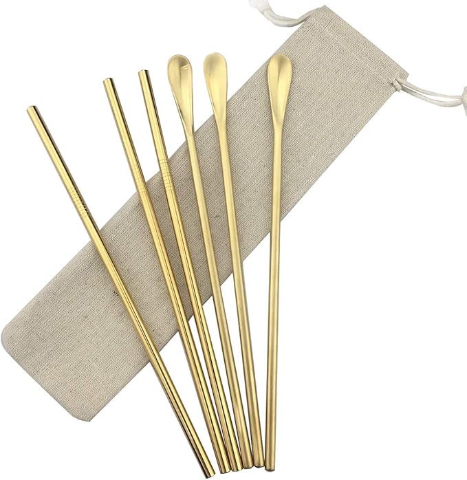 JASHII Matte Long Handle Spoon Cocktail Mixing Stirring Spoons Iced Tea Coffee Spoons with 8.6 inch Long Handle Brushed SUS304 Stainless Steel, 6-Piece