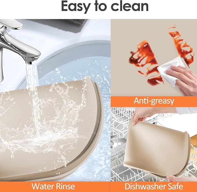 TOHONFOO Silicone Coffee Maker Mat with Lip, 17.4'' x 10.6'' Heavy Duty Coffee Maker Mat for Countertops, Coffee Tray Fit Under Coffee Machine Appliance Automatic Machines Espresso Accessory, Khaki