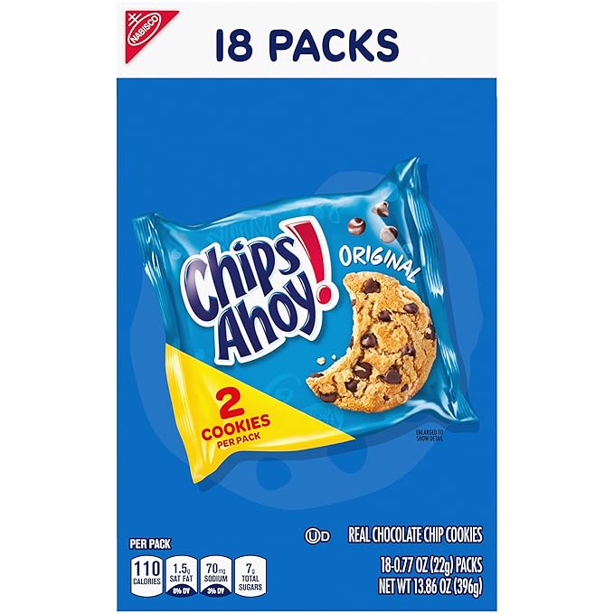 CHIPS AHOY! Original Chocolate Chip Cookies, 18 Snack Packs (2 cookies per pack)
