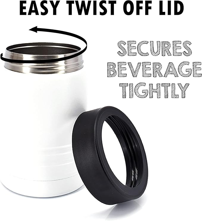 Clear Water Home Goods - 12 oz Stainless Steel Double Wall Vacuum Insulated Can or Bottle Beverage Cooler - Powder Coated White - 6 Pack