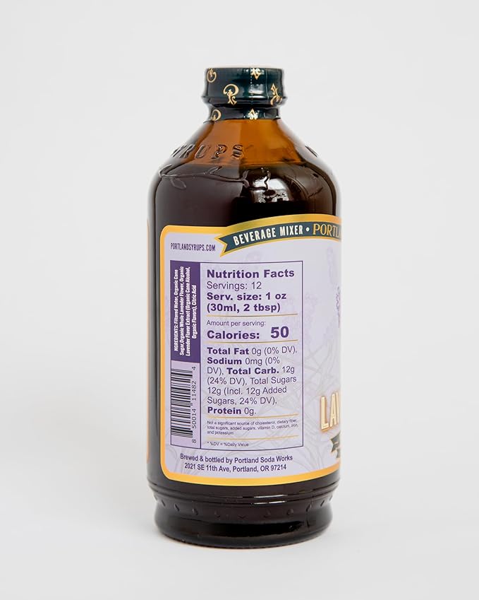 Portland Syrups Lavender Syrup - Premium Beverage Concentrate for Delicious Cocktails, Tea, Soda, Coffee Drinks, Baking, and More - 12 oz with 12 Servings (Pack of 1)