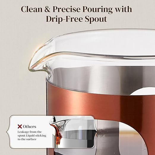 Veken French Press Coffee Maker 34oz 1 L, No Plastic Touching Cafe, Heat Resistant Thickened Borosilicate Glass, Stainless Steel Brewer, Cold Brew Cafetera Teapot for Kitchen Travel Camping, Copper