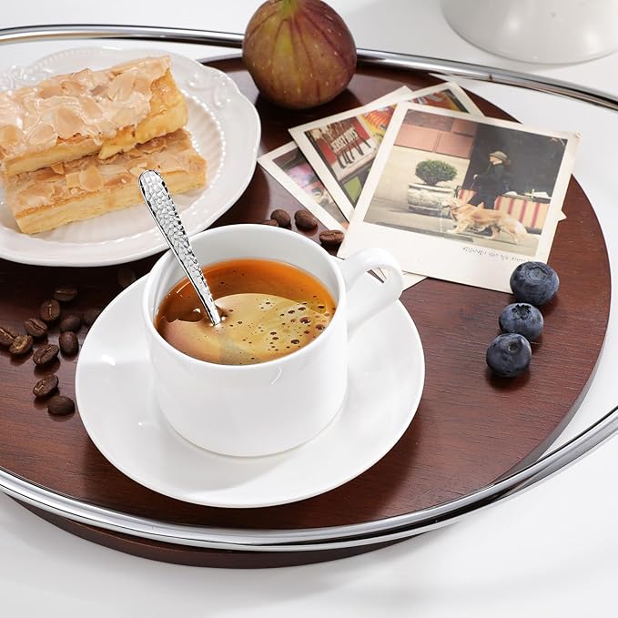 KEAWELL Premium Louise Hammered Demitasse Espresso Spoons: 6-Piece Set, 4.4-Inch Small Size, 18/10 Stainless Steel, Brightly-Mirror polished, Dishwasher Safe (6, 4.4 inches)