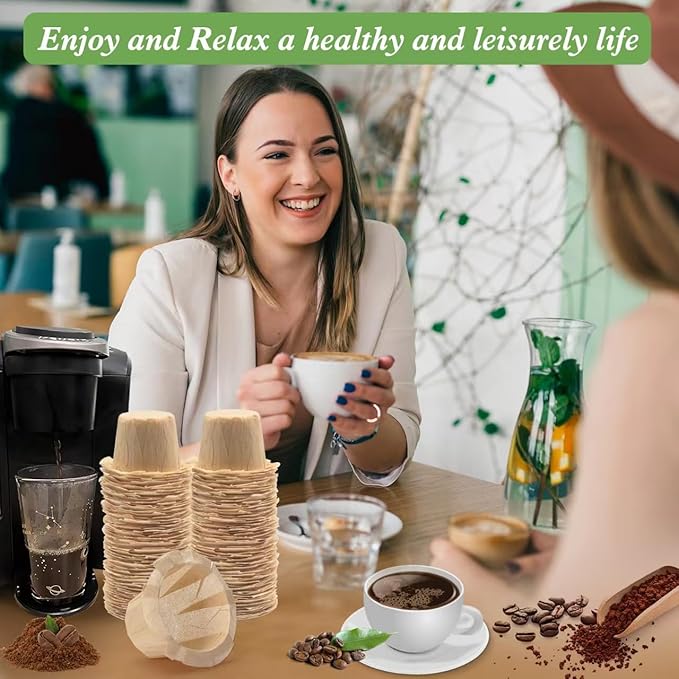 Aussen Disposable Coffee Paper Filters Replacement Kerig Filter Fit All Keurig Single Serve Filter Brands Compatible with Reusable Single Serve Pods Keurig Coffee Maker (Natural, 300pcs)