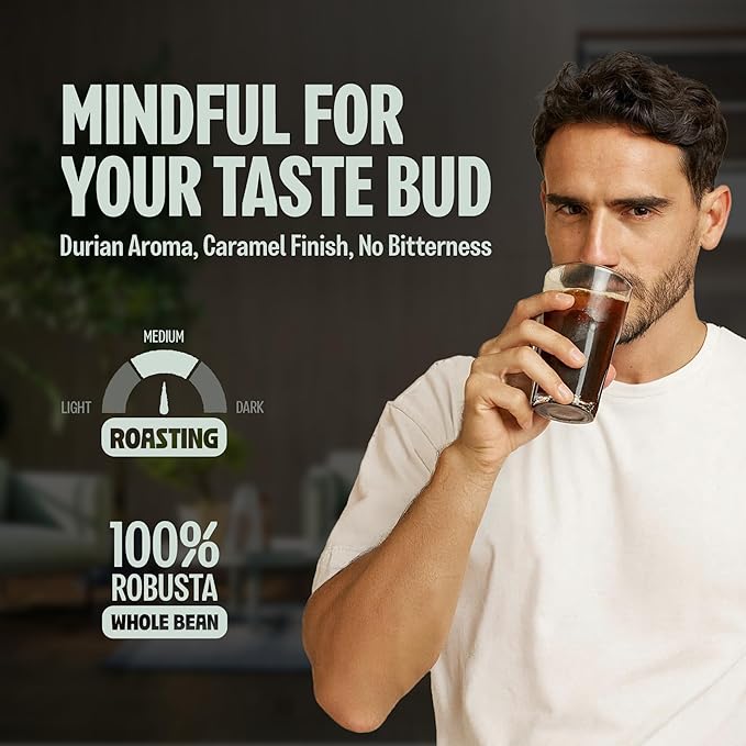 BAZAN COFFEE – Vietnamese Fine Robusta, Premium Medium Roast Whole Bean, Single Origin Specialty Coffee, 100% Natural, Anaerobic Fermented, Tropical Flavor Notes of Durian, Honey & Caramel, 12oz Bag