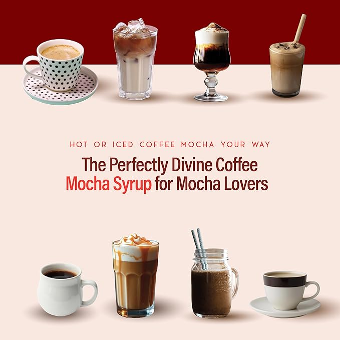 RIO Mocha Flavoring Coffee Syrup Perfect for Hot or Iced Drinks and Desserts, Classic Chocolate and Coffee Combo, Sweetened with Pure Cane Sugar, Barista-Grade Flavor Syrups For Drinks at Home & Work - 700ml