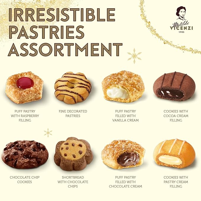 Matilde Vicenzi Venezia Cookie Gift Tin - Italian Pastries & Cookies in Individually Wrapped Trays - Gourmet Gifts For Thanksgiving & Christmas - Assorted Cookies in Italian Design Tin 32.5oz (920g)