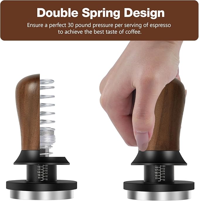 PUSEE 53.3mm Espresso Coffee Tamper - Premium Barista Coffee Tamper, Constant 30lb Calibrated Double Spring Stainless Steel Ground Espresso Tamper,Fits for All 54mm Portafilters,Espresso Accessories
