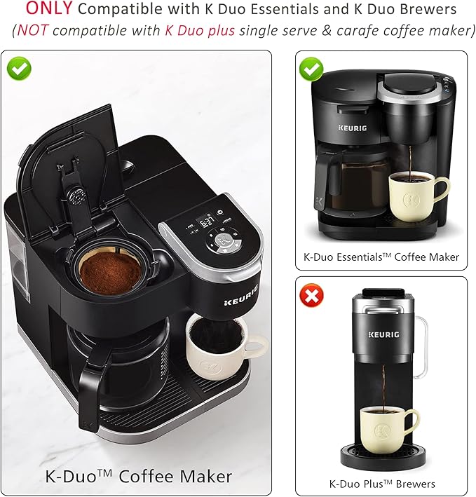 Reusable 8-12 Cup Basket Gold Mesh Coffee Filter for Keurig K-Duo Essentials and K Duo Brewers Machine, Replaces your Paper Coffee Filters, BPA Free (1 Pack)
