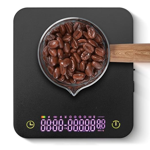 Mini Coffee Scale with Timer, 3kg/0.1g Espresso Scale Rechargeable with Flow Rate Display, Portable Digital Coffee Scale with Multiple Mode Timer for Espresso, Pour-Over, French Press