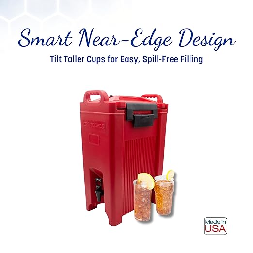 Carlisle FoodService Products 5-Gallon Insulated Beverage Dispenser, Cateraide, Food-Grade with Handles, Rugged PE Shell with PU Insulation for Coffee, Tea and Hot or Cold Drinks, Blue - Made in USA