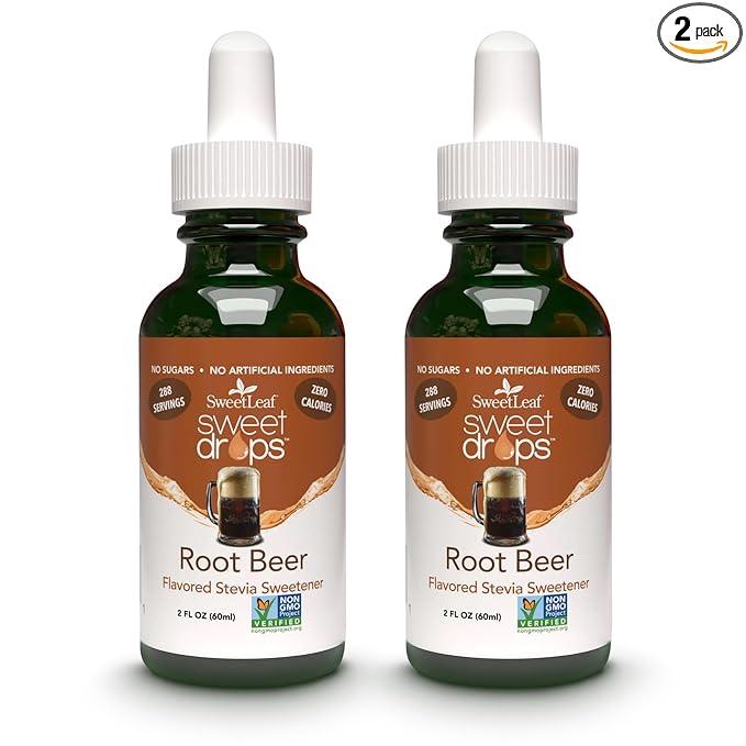 SweetLeaf Stevia Liquid Sweet Drops - Liquid Stevia Sweetener, Sugar-Free Root Beer Soda Syrup Alternative, 2 Fl Oz (Pack of 2)