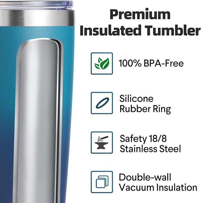 Volhoply 20oz Stainless Steel Tumbler with Lid and Straw Bulk 4 Pack,Double Wall Insulated Travel Iced Coffee Mug Fits Cup holder,Powder Coated Cups for Cold Drinks,Gifts for Women（Dark Night,4 Set）