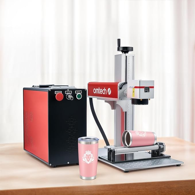 OMTech 20oz Tumblers Bulk, 12pc Stainless Steel Tumbler Set with Lid & Straw, Double Wall Vacuum Insulated Mug for Laser Engraver, Travel Coffee Mug for Hot & Cold Drinks, Pink Powder Coated Cup