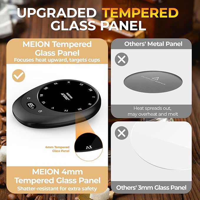 MEION Coffee Mug Warmer for Desk, Coffee Cup Warmer, 4 Temp Settings & 1-12H Timer, Coffee Warmer with Auto Shut Off Smart Gravity Sensor, Beverage & Candle Warmer Coffee Gifts Accessories(Black)