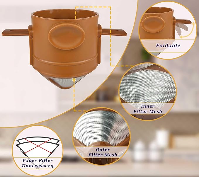 ZK&HX LIFE 13oz Camping Pour over Coffee Makers,Portable Pour Over Coffee Dripper,forTravel,Camping,Offices,Backpacking,Portable Tea Infuser for Loose Leaf Tea,Infuser Cup