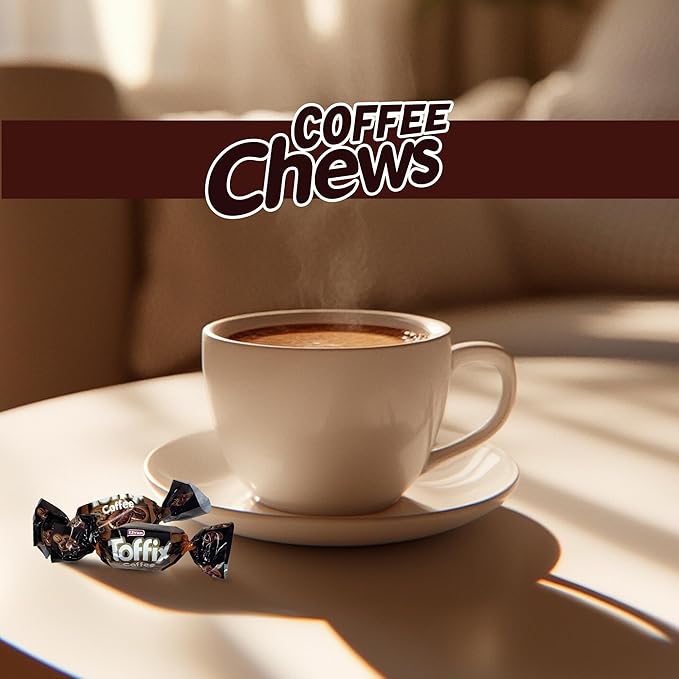 Toffix Coffee Chews, Center-Filled Soft Chewy Candy, 250 Pieces of Individually Wrapped Snacks for Kids & Adults, Coffee Flavored Chewy Candies - 2 Pound Bulk Bag