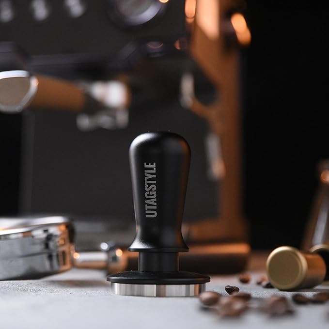 53.3mm Espresso Tamper: Coffee Tamper with Calibrated Spring Loaded - 30lb Espresso Hand Tamper - 100% Stainless Steel Flat Base Fits for 54mm Portafilter Basket