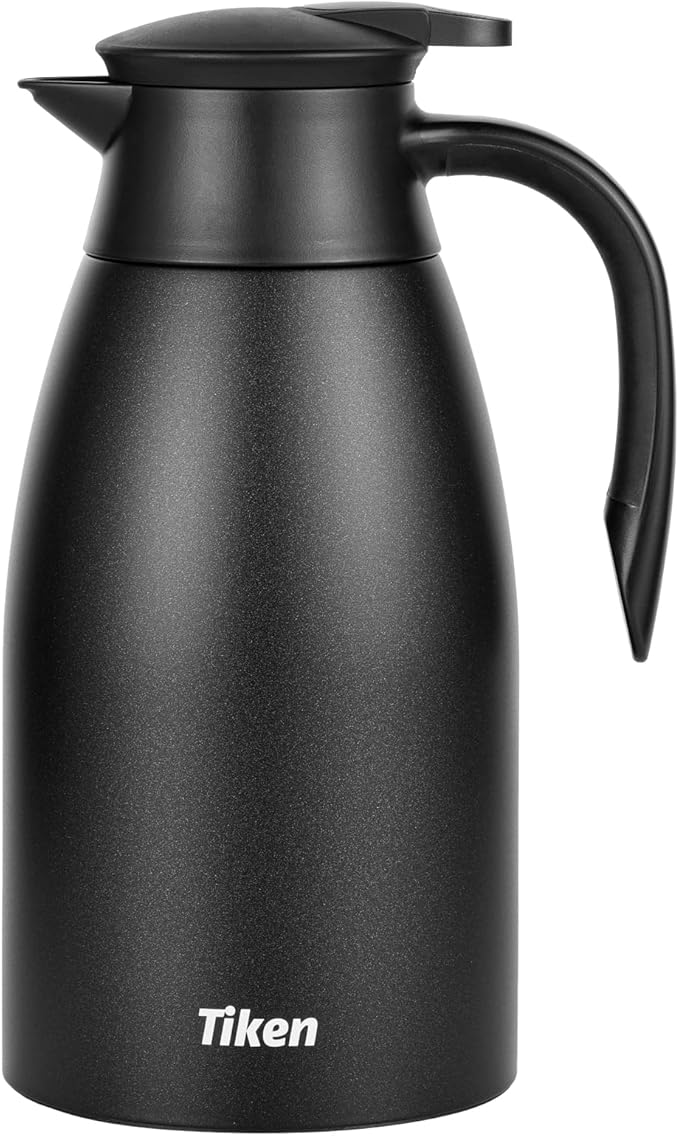Tiken 68 Oz Thermal Coffee Carafe, Stainless Steel Insulated Vacuum Coffee Carafes For Keeping Hot, 2 Liter Beverage Dispenser (Starry Black)
