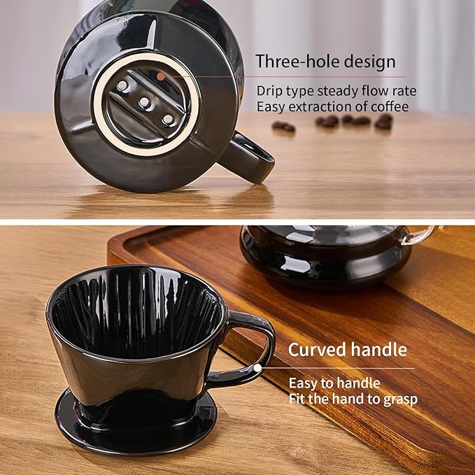 Pour Over Coffee Maker, Single Cup Coffee Dripper, Manual Porcelain Slow Brewing Accessories for Travel, Camping, Office, Home, Cafe, Coffee Gifts