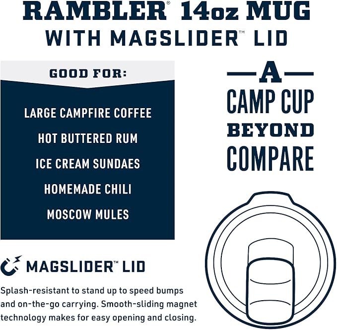 YETI Rambler 14 oz Mug, Vacuum Insulated, Stainless Steel with MagSlider Lid, Stainless