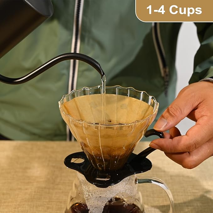 200 Count Cone Coffee Filters Size 02, Coffee Filters 2 Cone Paper, Pour Over Filters Compatible with V60 Dripper and Drip Coffee Maker, Unbleached Natural Brown