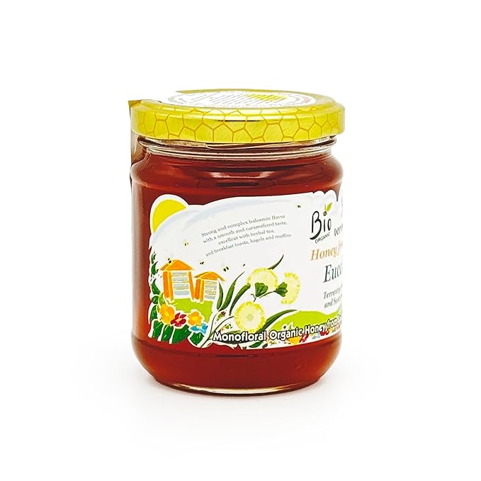 WellEatable Eucalyptus Organic Raw Honey from Eucalyptus Flowers, Artisanal Complex Balsamic Honey from Sardinia, Italy - (250gr) 8.8 oz