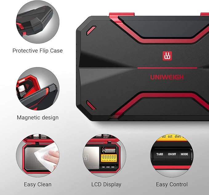 Travel Digital Pocket Scale 200g/0.01g, Digital Gram Scales, Mini Food Scale with 50g Calibration Weight for Food, Powder,Small Items, Tea, Jewelry, Coins (Battery Included)-Red