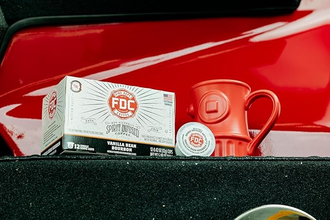 Fire Department Coffee - Vanilla Bourbon Coffee K Cups - Gives Back to Firefighters - Premium Bourbon Infused Pods - Non-Alcoholic - Roasted in the USA - Veteran Owned - 24 Single Pods