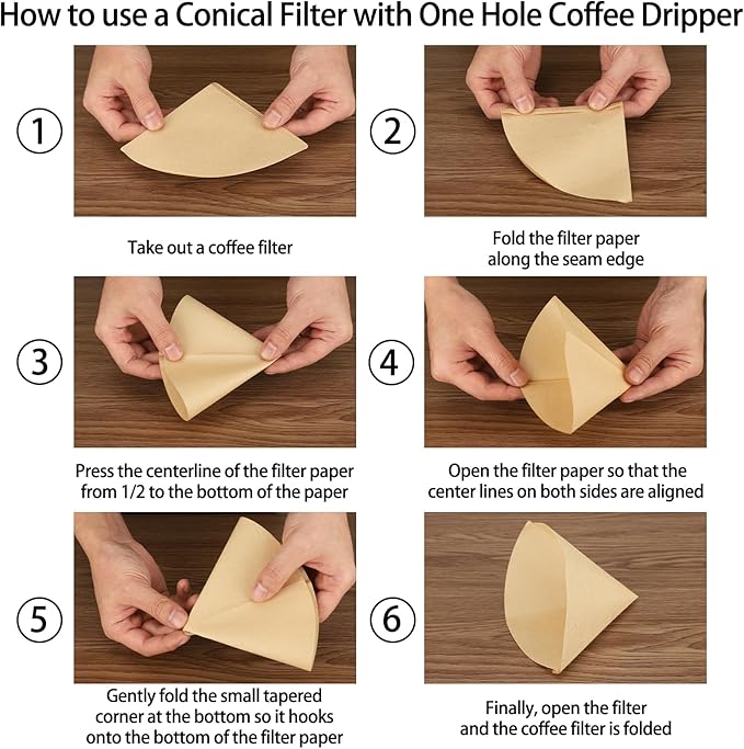 Mongdio V60 Ceramic Pour Over Coffee Dripper, Reusable Porcelain Portable Pour Over Coffee Maker, Slow Brewing Accessories with 1 Holes for Home - Size 02 Black