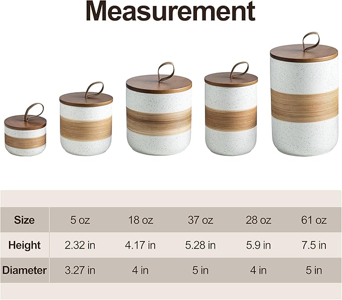 Spice Jars with Lid, Coffee Container Kitchen Food Storage Jars for Spice Sugar Tea Bag, Stackable Decorative Jars for Countertop, White & 37 fl.oz