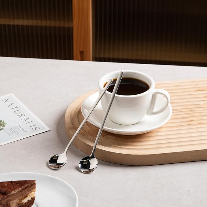 6 PCS Coffee Spoons, 18/8 Stainless Steel Espresso Spoons, 6.7 Inches Vogue Mini Tea Spoons, Cappuccino Stirring Spoons, Small Spoons for Dessert, Ice Cream, Frosted Handle,Sweejar(Silver)