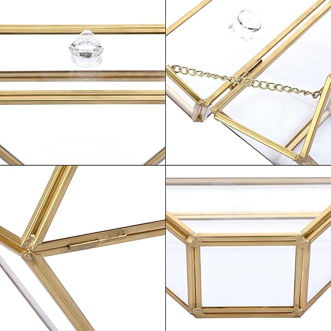 ELLDOO Gold Glass Coffee Filter Holder Coffee Paper Storage Container Filter Paper Dispenser Rack with Dustproof Cover