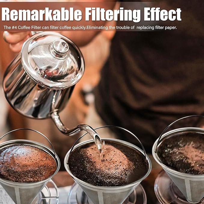 #4 Coffee Filter Reusable Coffee Filter Stainless Steel Coffee Filter Compatible with Technivorm Moccamaster KBGV KBT 79112 53923 59691 etc. Durable Stainless Steel Filter for Sustainable Brewing (1)