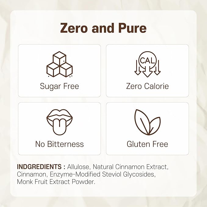 MONKSHUSHU Premium Cinnamon Allulose Syrup 18.7 Fl Oz - Liquid Sweetener for coffee and other drinks - Keto Diet, Vegan, Diabetes-Safe - Zero Calorie Sugar Substitute - Monk Fruit - Gluten Free