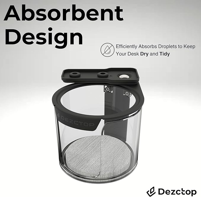 DEZCTOP Rotating Under Desk Cup Holder with Absorbent Pad, Anti-Spill Swivel Design, Fits Mugs, tumblers, and Cups, Perfect for Gaming or Office Desks, Black