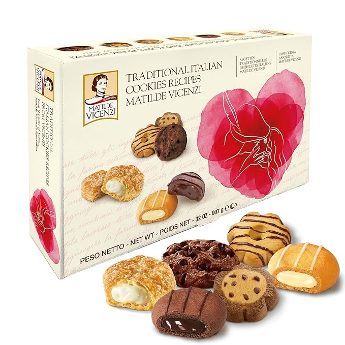 Matilde Vicenzi Pink Heart Gift Box Italian Cookies Assortment for Birthdays, Get Well and Thank you Gifting for Every Celebration - Kosher Dairy Gourmet Pastries - 32 oz (907g)
