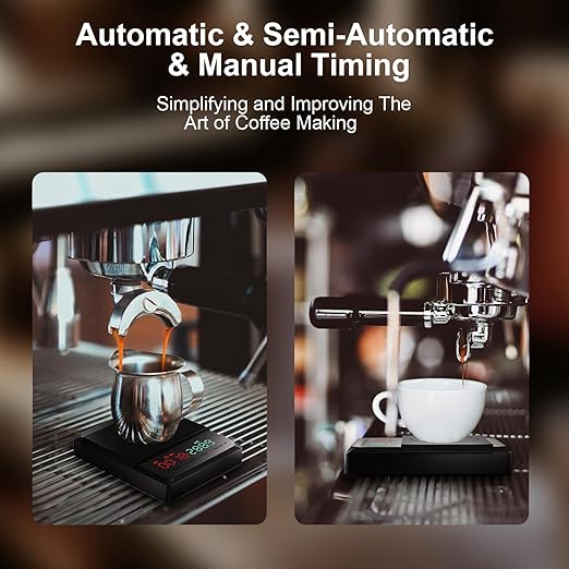 Mini Coffee Scale with Timer, Rechargeable Espresso Scale 2kg/0.1g, for Espresso and Pour-Over Coffee, Portable Coffee Beans Scale with 3 Modes