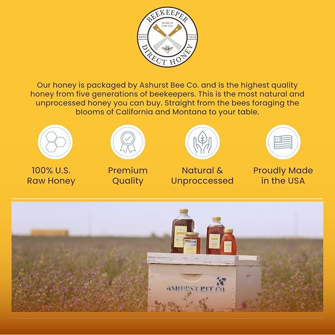 Beekeeper Direct Raw Unfiltered Honey - Real Raw Citrus Honey - All Natural Non-GMO Pure Gourmet Honey - Local California Orange, Grapefruit, and Lemon Honey (3lbs Squeeze Bottle)