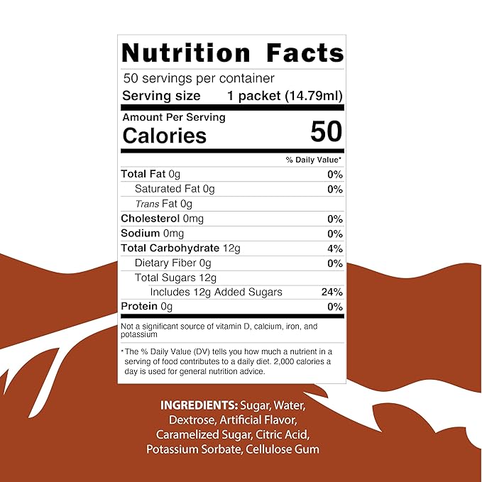 58Peaks Caramel Flavored Syrup Sweetener Packets for Hot and Cold Drinks | To-Go Syrup Flavoring Perfect for Coffee, Tea, Milkshake and More | Flavored Coffee Syrups for Travel | 15mL | 50-Pack