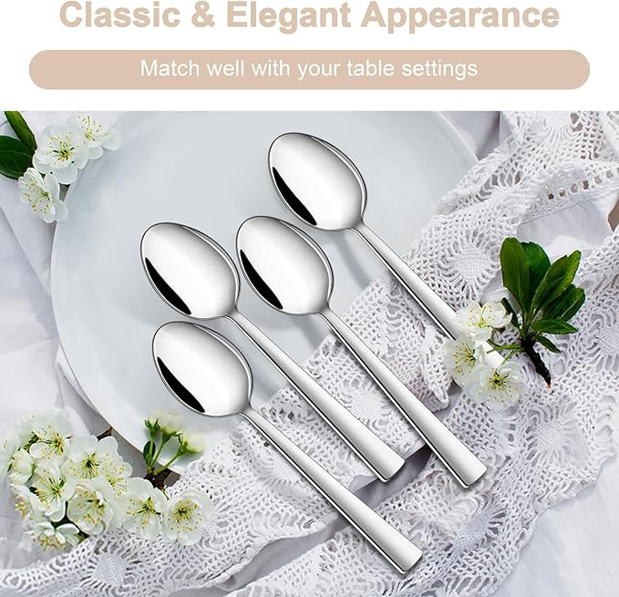 TeamFar Teaspoon Set of 24, 6.7 Inch Stainless Steel Mini Tea Spoons, Small Spoon Silverware for Coffee Tea Soup Dessert, Non-Toxic & Heavy Duty, Mirror Polished & Dishwasher Safe