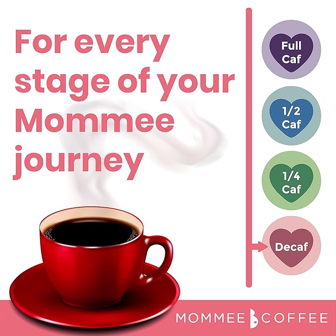 Mommee Coffee Decaf Whole Bean Low Acid Coffee- 100% Arabica Organic Decaf Coffee Beans with Smooth Caramel Flavor - Natural Decaffeination Process - Medium Roast - 11 oz