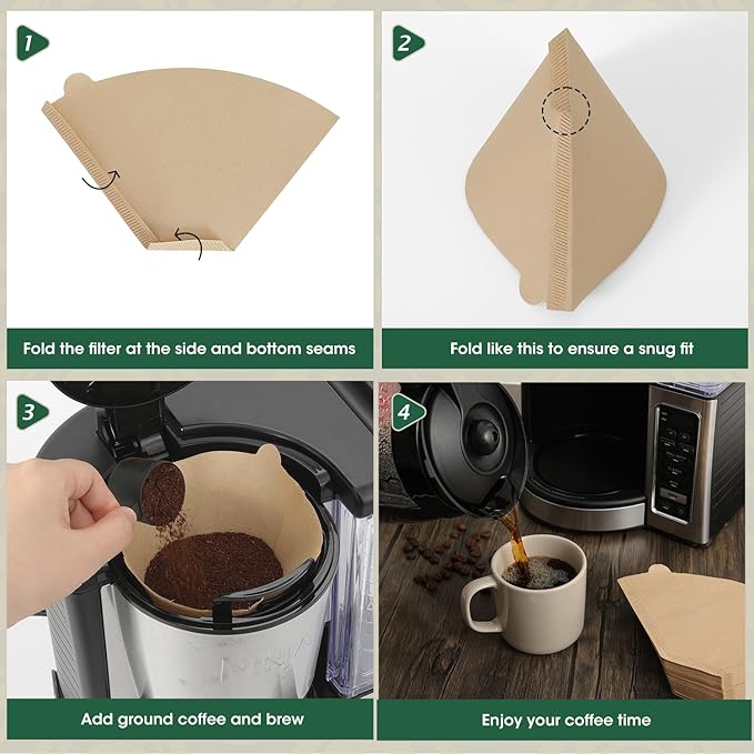 Coffee Filters #4, ONIOU Number 4 Cone Coffee Paper Filters 8-12 Cup Unbleached, 200 Count Natural Coffee Filters 4 Cone Paper for Ninja Cuisinart Coffee Makers