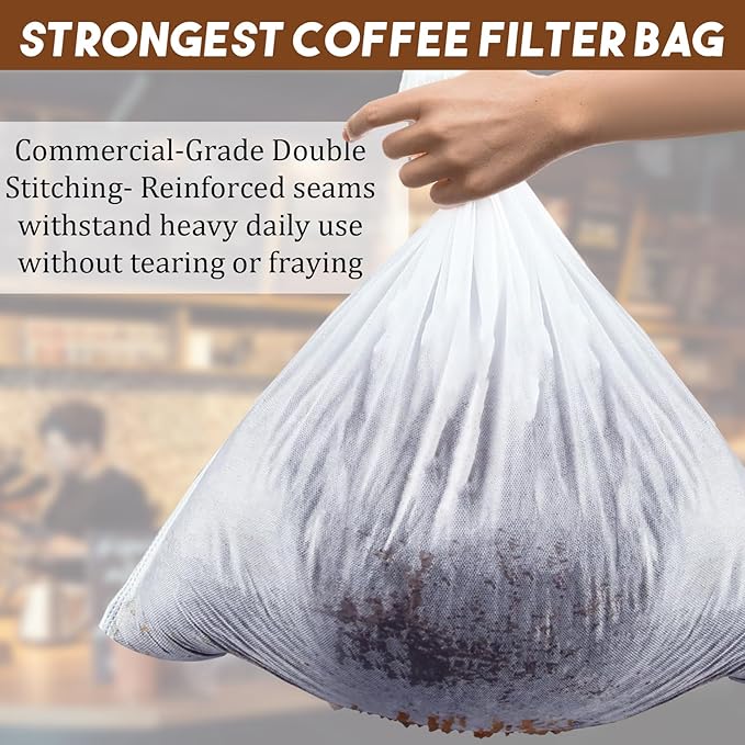 50 Pcs Commercial Cold Brew Coffee Filters for 5 Gallon Buckets & Commercial Cold Brew Coffee Makers, 20" x 20" Disposable Coffee Filters with Drawstring, Brew Up to 5 LBS Coffee, No Tear No Sediment