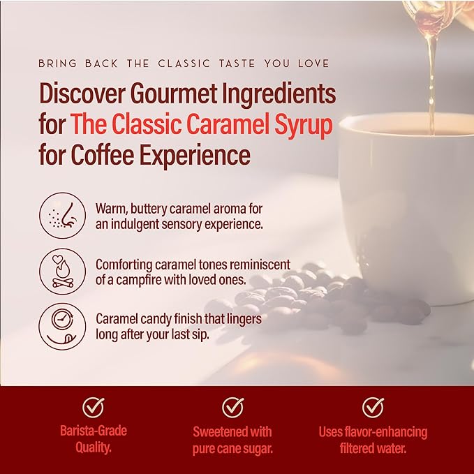 RIO Caramel Syrup for Coffee, Perfect for Hot or Iced Drinks, Rich, Sweet & Buttery Caramel Coffee Syrup Flavoring for Lattes, Macchiato and Desserts, Barista-Grade  Flavor Syrups For Drinks at Home & Work - 700ml