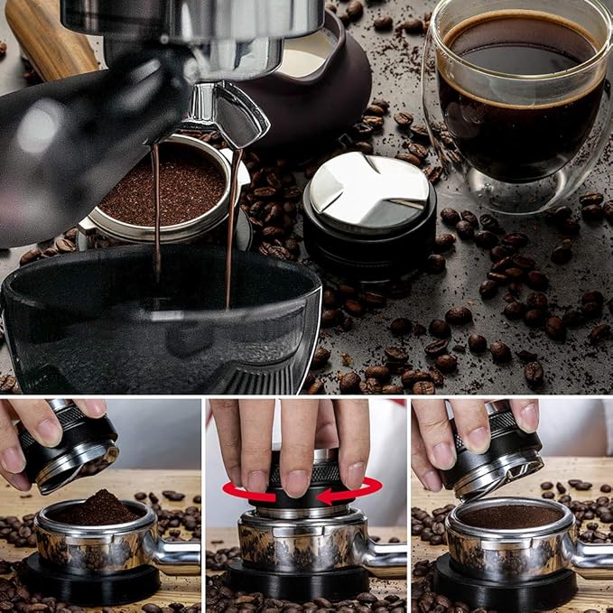 MATOW 53mm Coffee Distributor and Tamper, Dual Head Coffee Leveler Compatible with Breville 54mm Portafilter, Adjustable Depth- Professional Espresso Hand Tampers