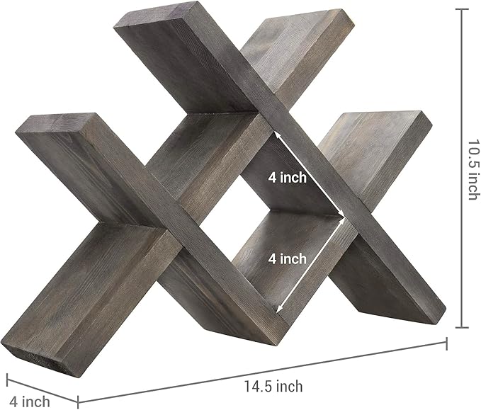 MyGift 4-Bottle Countertop Rustic Brown Wood Wine Rack (Vintage Gray)